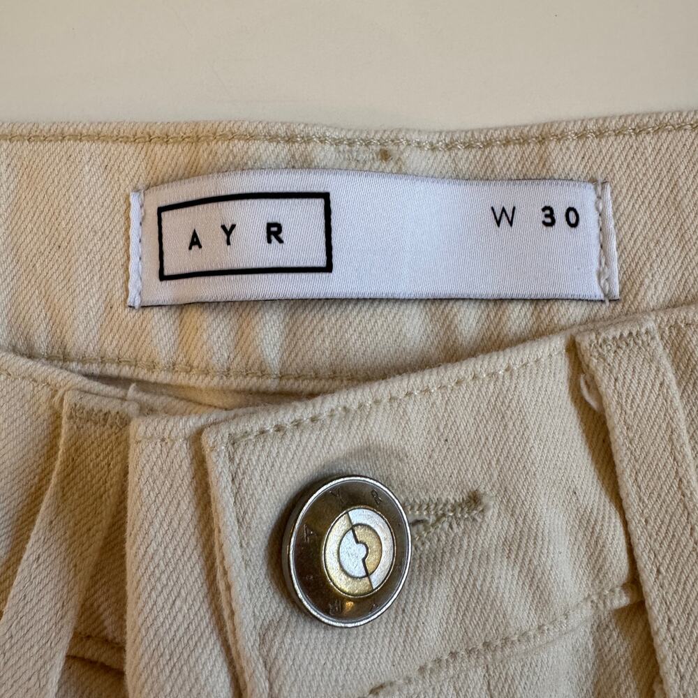 AYR‎ The Secret Sauce Straight Leg Pants Size 30 Cream Jeans Off White Denim EUC - Picture 14 of 16